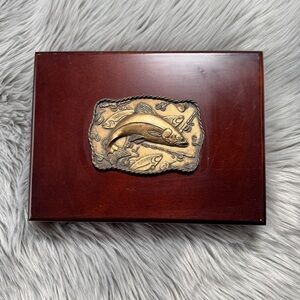 Vintage Fishing Salmon Wood Valet Box